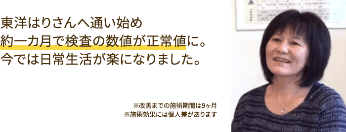 通い始めて約一カ月で検査の数値が正常値に