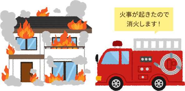 不調がある身体の状態を「火事が起きている」としたイメージ